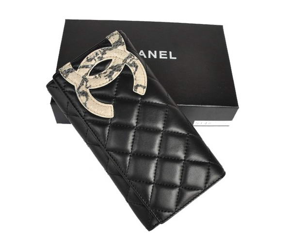 Replica Chanel CC Bi-Fold Wallet A514 Black Snake